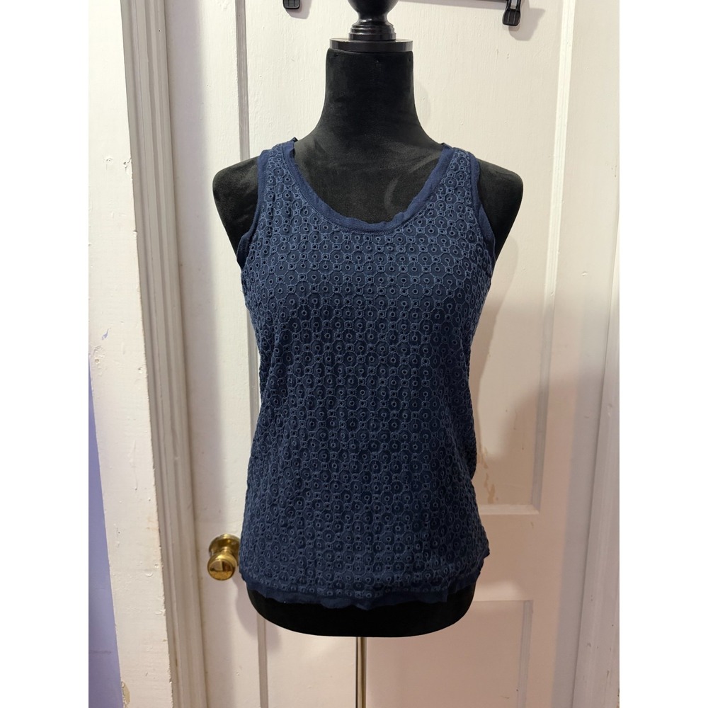 J. Crew Blue Eyelet Tank‎ Top in XXS